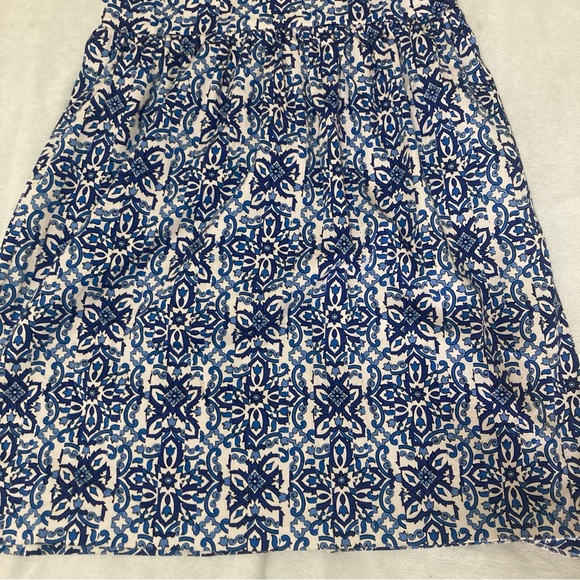 Milly dress 10 fit and flare skater blue white floral paisley pockets Zipper - Picture 7 of 16